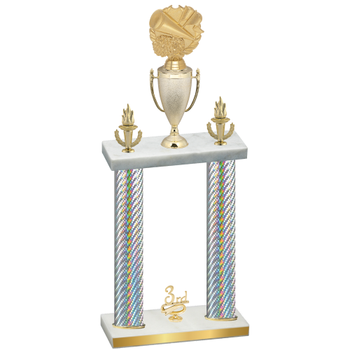 Double Silver Carbon Fiber Third Place Cheerleading Trophy