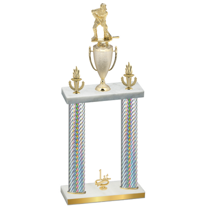 Double Silver Carbon Fiber First Place Hockey Trophy