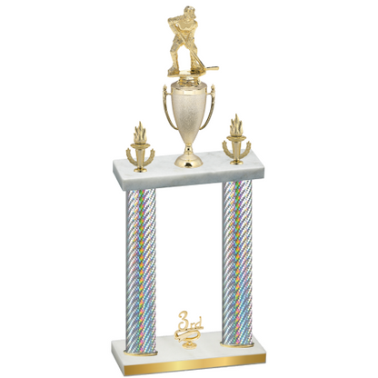 Double Silver Carbon Fiber Third Place Hockey Trophy