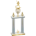 Double Silver Carbon Fiber Third Place Lacrosse Trophy