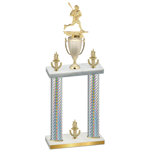 Double Silver Carbon Fiber Victory Lacrosse Trophy