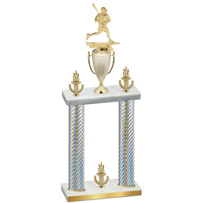 Double Silver Carbon Fiber Victory Lacrosse Trophy