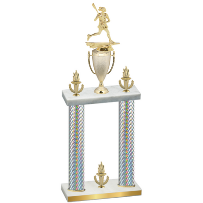 Double Silver Carbon Fiber Victory Lacrosse Trophy