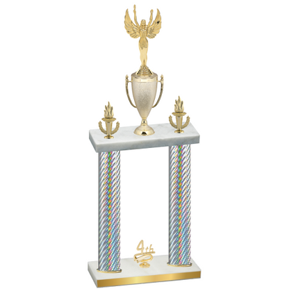 Double Silver Carbon Fiber Fourth Place Victory Trophy