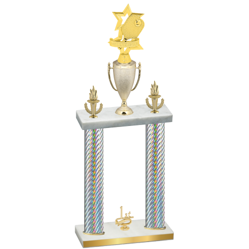 Double Silver Carbon Fiber First Place Pickleball Trophy