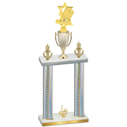 Double Silver Carbon Fiber First Place Pickleball Trophy