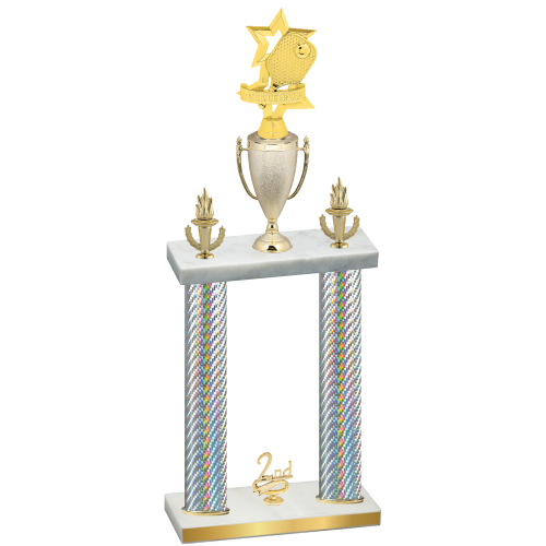 Double Silver Carbon Fiber Second Place Pickleball Trophy