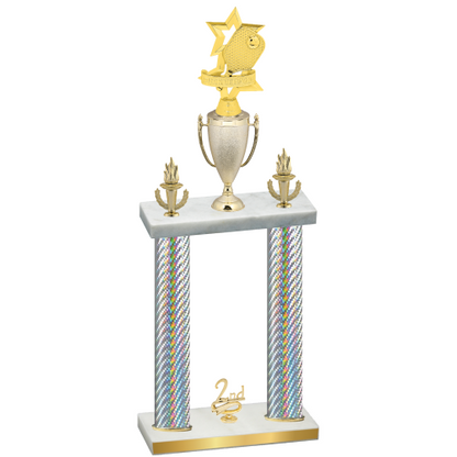 Double Silver Carbon Fiber Second Place Pickleball Trophy