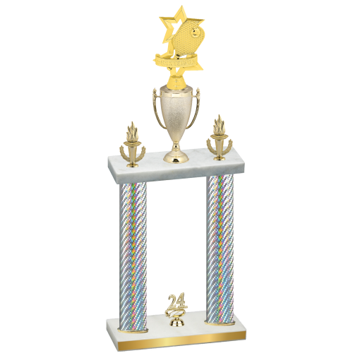 Double Silver Carbon Fiber Year Pickleball Trophy