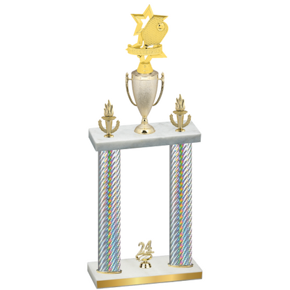 Double Silver Carbon Fiber Year Pickleball Trophy