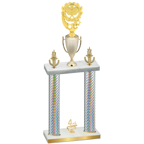 Double Silver Carbon Fiber Fourth Place Pickleball Trophy