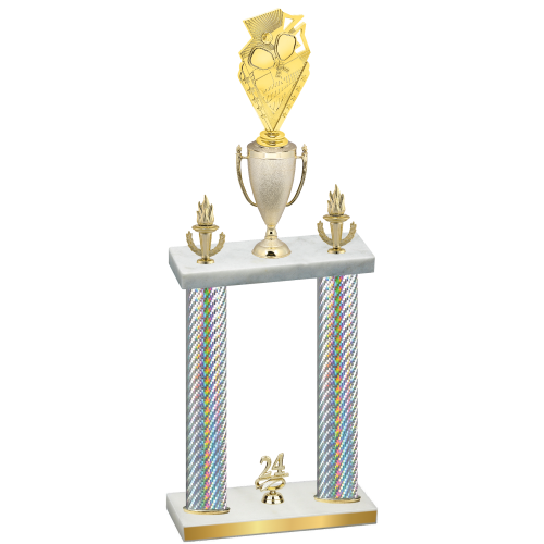 Double Silver Carbon Fiber Year Pickleball Trophy