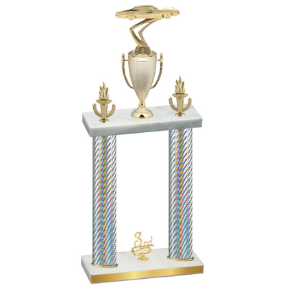 Double Silver Carbon Fiber Third Place Cars Trophy