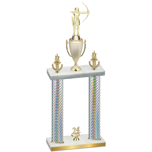 Double Silver Carbon Fiber Year Archery Trophy