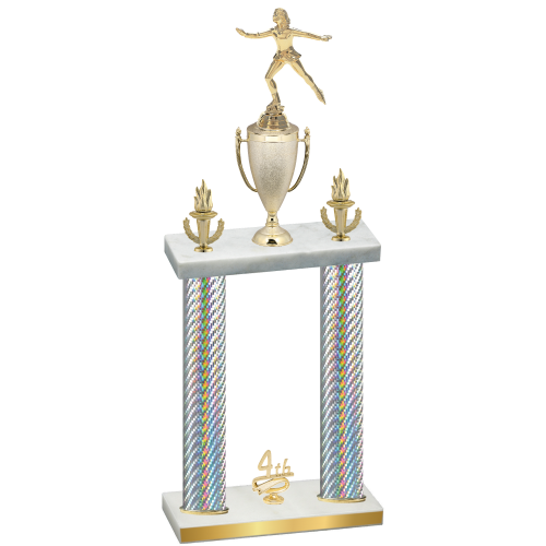 Double Silver Carbon Fiber Fourth Place Skater Trophy