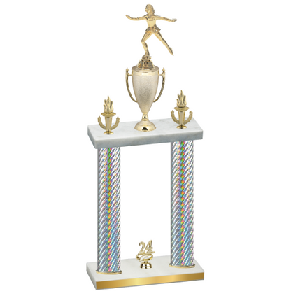Double Silver Carbon Fiber Year Skater Trophy