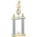 Double Silver Carbon Fiber Second Place Flag Football Trophy