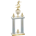 Double Silver Carbon Fiber Victory Flag Football Trophy