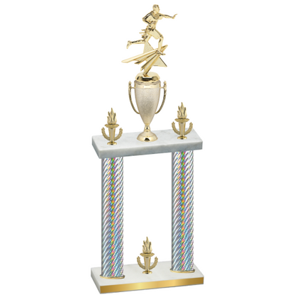 Double Silver Carbon Fiber Victory Flag Football Trophy
