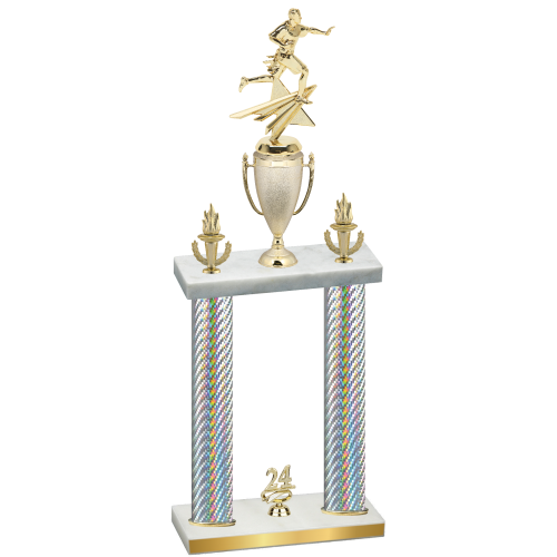 Double Silver Carbon Fiber Year Flag Football Trophy