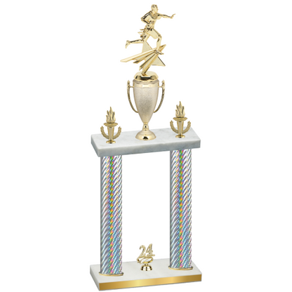 Double Silver Carbon Fiber Year Flag Football Trophy