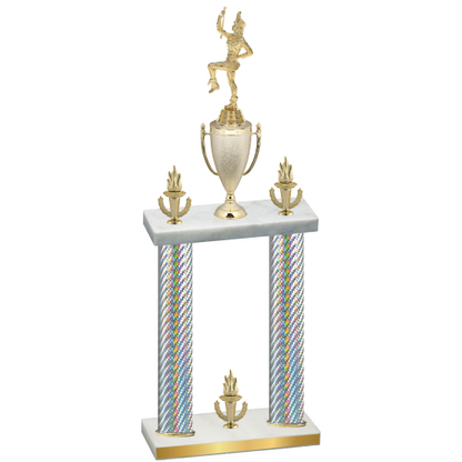 Double Silver Carbon Fiber Victory Majorette Trophy