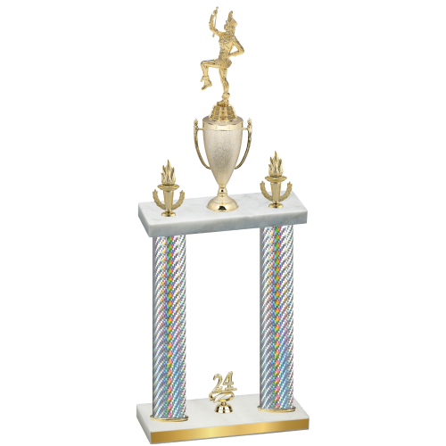 Double Silver Carbon Fiber Year Majorette Trophy