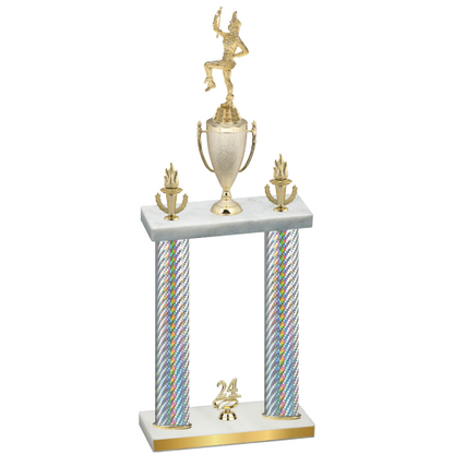 Double Silver Carbon Fiber Year Majorette Trophy