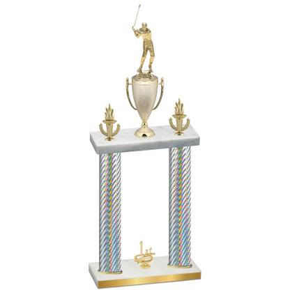 Double Silver Carbon Fiber First Place Golf Trophy