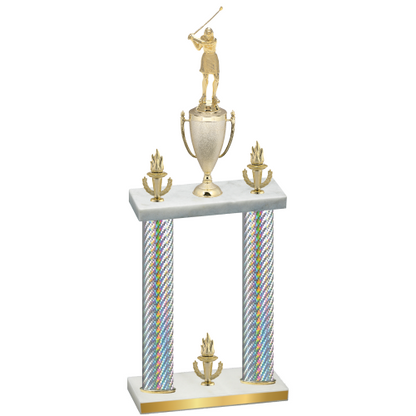 Double Silver Carbon Fiber Victory Golf Trophy