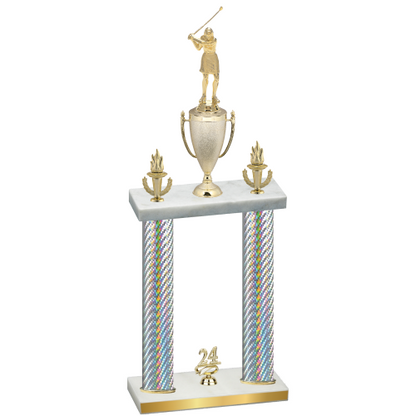 Double Silver Carbon Fiber Year Golf Trophy
