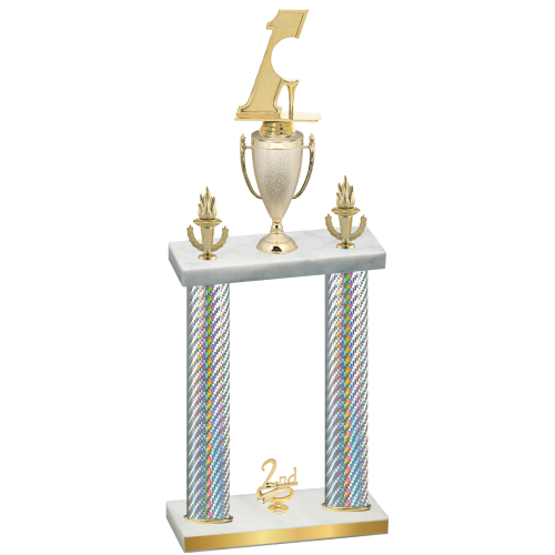 Double Silver Carbon Fiber Second Place Golf Trophy