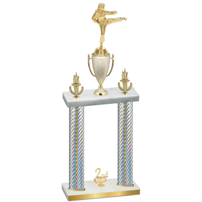 Double Silver Carbon Fiber Second Place Karate Trophy