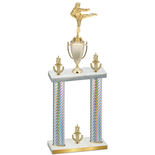 Double Silver Carbon Fiber Victory Karate Trophy