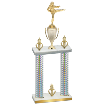Double Silver Carbon Fiber Victory Karate Trophy