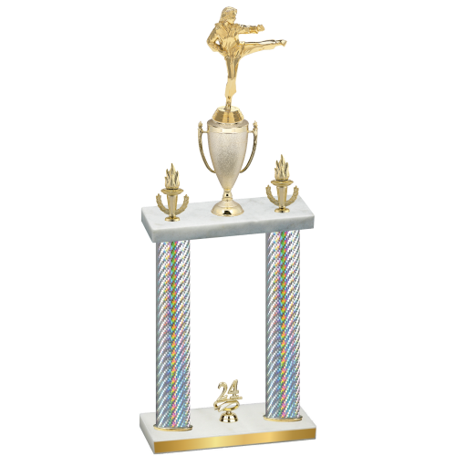 Double Silver Carbon Fiber Year Karate Trophy