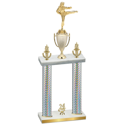 Double Silver Carbon Fiber Year Karate Trophy