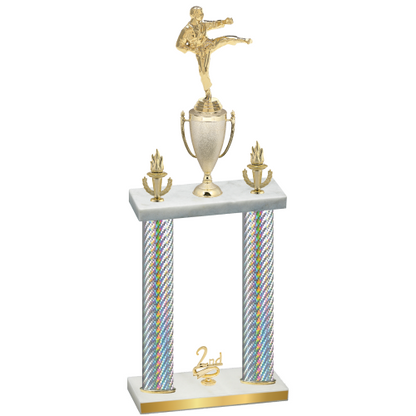 Double Silver Carbon Fiber Second Place Karate Trophy