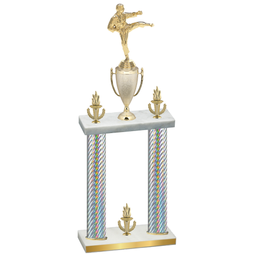 Double Silver Carbon Fiber Victory Karate Trophy