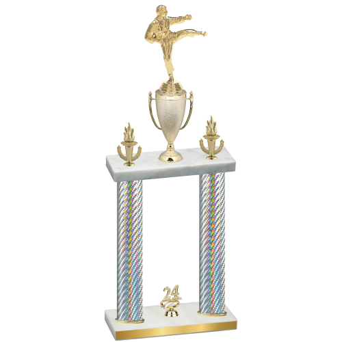 Double Silver Carbon Fiber Year Karate Trophy