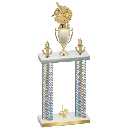 Double Silver Carbon Fiber First Place Baseball Trophy