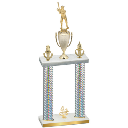Double Silver Carbon Fiber Fourth Place Baseball Trophy
