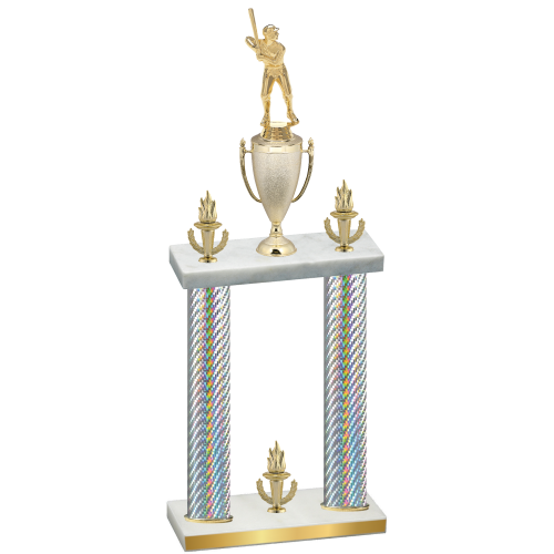 Double Silver Carbon Fiber Victory Baseball Trophy