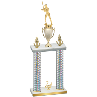 Double Silver Carbon Fiber Second Place Softball Trophy