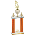 Double Orange Carbon Fiber Third Place Football Trophy