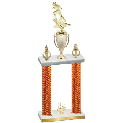 Double Orange Carbon Fiber Third Place Football Trophy