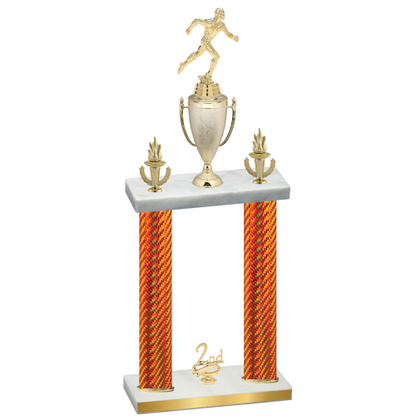 Double Orange Carbon Fiber Second Place Running Trophy