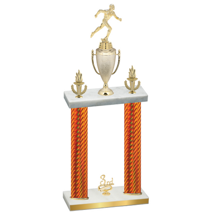 Double Orange Carbon Fiber Third Place Running Trophy