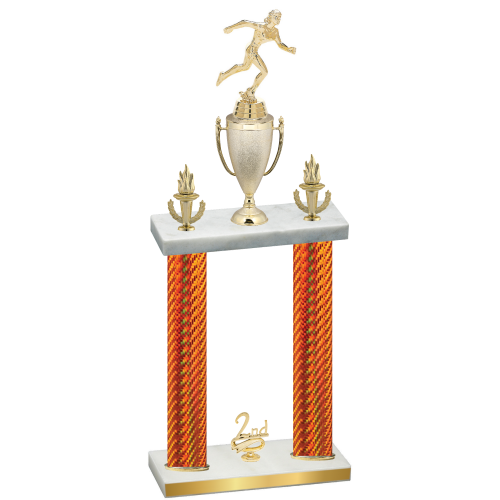 Double Orange Carbon Fiber Second Place Running Trophy