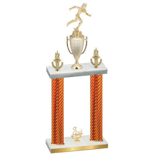 Double Orange Carbon Fiber Third Place Running Trophy